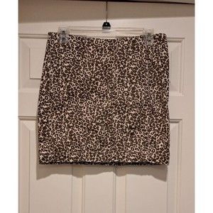 Free People Womens 10 Leopard Print Denim Modern Femme Straight Mini Skirt